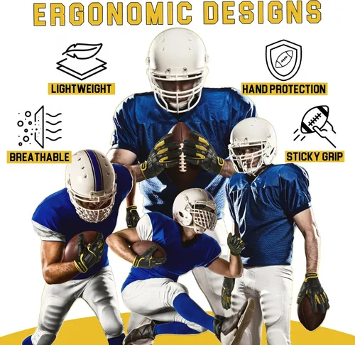 Miniatura 4 de HANDLANDY Football Gloves Men, Sticky Wide Receiver Grip Gloves, Stretch Fit Football Glove Adult
