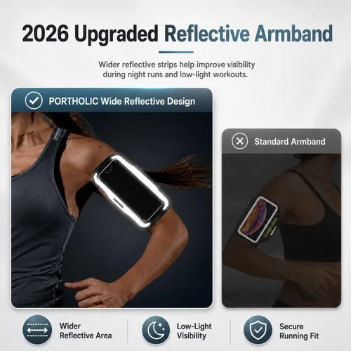 Miniatura 2 de PORTHOLIC 2026 Running Armband Water Resistant Sports Phone Holder Case with Extension Strap,Card Slot Up to 6.9" Phone for iPhone 17/16/15/14/13