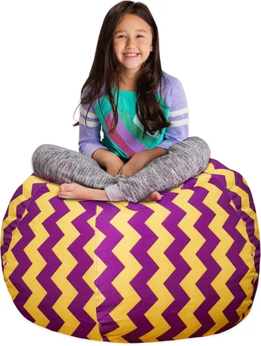 Miniatura 59 de Posh Stuffable - Sillón puff con almacenamiento para niños, contenedor de animales de peluche, organizador de juguetes de niños Lona rayas verde