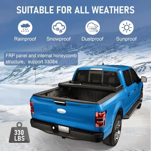 Miniatura 2 de JDMSPEED Cubierta rígida de triple pliegue de 6.8 pies (81.6 pulgadas) para caja de camioneta compatible con F-250 F-350 Super Duty 1999-2023, Suave