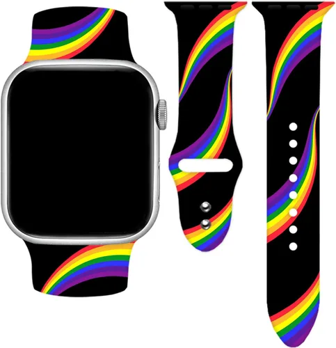 Miniatura 40 de Holidays - Correa de reloj compatible con Apple Watch de 38, 40, 41, 42, 44, 45 y 49 mm para mujeres y hombres, correa deportiva de silicona suave