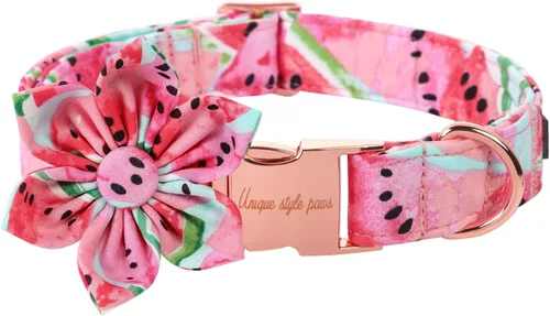 Miniatura 10 de Collar de perro de algodón con lazo floral a cuadros de Unique Style Paws, collar de perro colorido con lazo para perros pequeños, medianos y Plaid