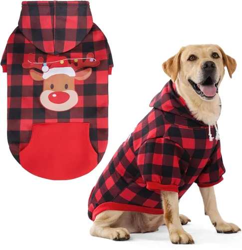 Miniatura 14 de EXPAWLORER - Sudadera con capucha para perro, estilo británico, suave y cálido con agujero para la correa, para clima frío, abrigo de invierno