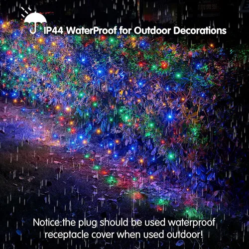 Miniatura 3 de Dirnun Red de luces LED de Navidad verde para exteriores, 160 LED de 5 x 7 pies, luz de malla de hadas impermeable para exteriores e interiores