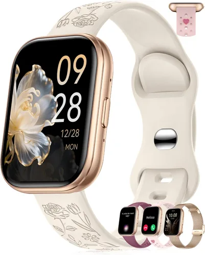 Miniatura 8 de Reloj inteligente para mujer con 4 bandas (Android/iPhone) Reloj inteligente con llamadas Bluetooth de 1.75 pulgadas, rastreadores de actividad HD
