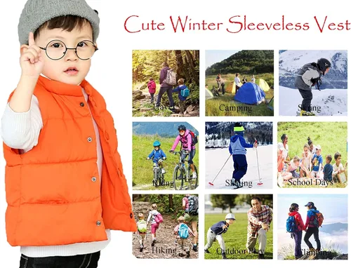 Miniatura 6 de LANBAOSI Chaleco de invierno lindo de cuello alto para bebés y niñas y niños