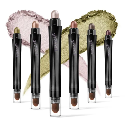 Miniatura 34 de 10 barras de sombra de ojos, brillo y neutro, color rosa champán, metálico, lápiz de sombra de ojos color crema con resistente a las manchas y al