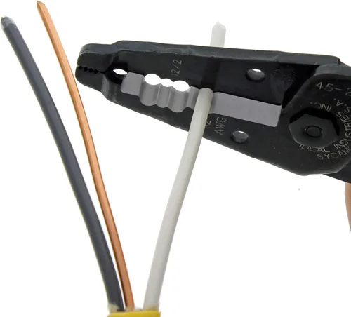 Miniatura 4 de IDEAL Electrical 45-249 12/2 NM T-Stripper - 2/12 AWG, pelacables con agujeros de bucle, nariz de alicate, apertura automática con resorte
