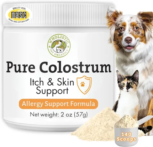 Miniatura 10 de Wholistic Pet Organics Calostro para perros y gatos, calostro bovino en polvo, alivio de alergias para gatos y perros, apoyo inmunológico y alivio
