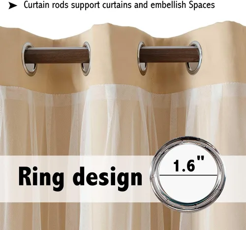 Miniatura 4 de indistar Cortinas Oscuras para el Hogar de Doble Capa con Capa Sólida y Transparente, Par de Paneles de Cortina con Ojales en la Parte Superior, 52