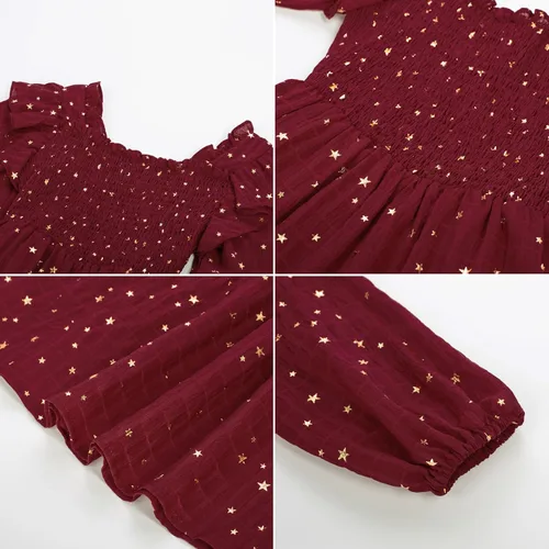 Miniatura 9 de GRACE KARIN Vestido de otoño para niñas, de manga larga, con volantes, escalonado, brillante, vestido de fiesta de invierno para niñas, talla 5-12