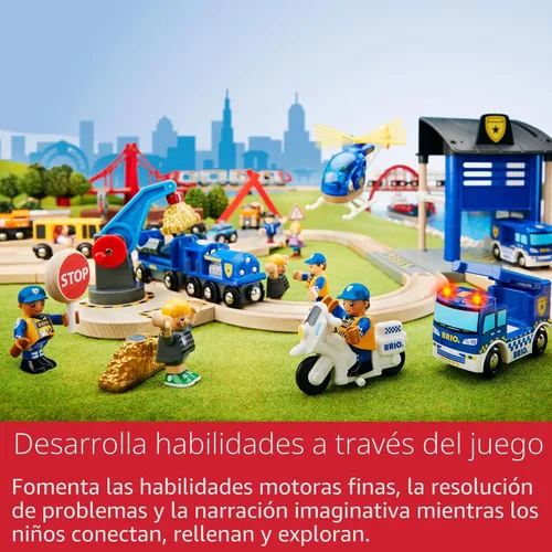 Miniatura 7 de BRIO World Signal Station - Juego de 2 piezas de pista de tren de madera con luz roja interactiva y figura - Certificado FSC - Compatible con todos
