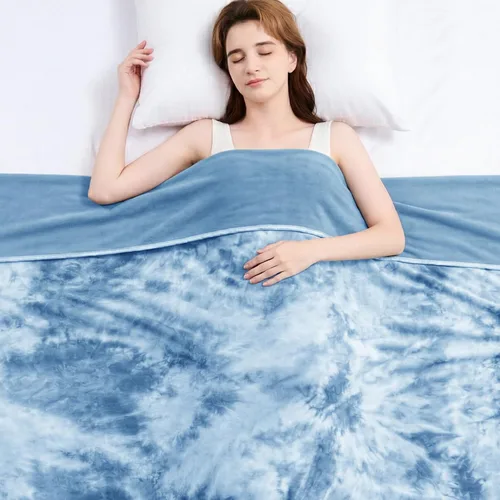 Miniatura 14 de Topcee Manta de Tiro Refrescante para Sudores Nocturnos Decorativa Tie Dye, Absorbe el Calor para Mantenerte Fresco en Noches Cálidas, Q-Max 0.5