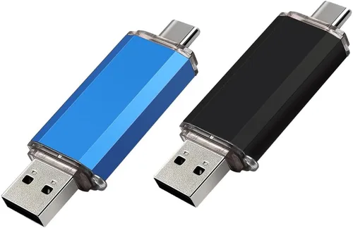 Paquete de 2 Unidades Flash USB C de 128GB Unidad Flash Dual Tipo C + USB A Memory Stick Jump Drive 2 en 1 Thumb Drive para Almacenamiento y Copia