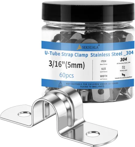 Miniatura 10 de 24 Piezas Abrazaderas de Conducto de Acero Inoxidable 304 de 1 1/4 Pulgadas (32mm), Abrazadera de Correa de Tubo en U de 2 Agujeros Soporte en U