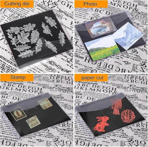 Miniatura 6 de Bolsa de almacenamiento de sellos y troqueles de 160 piezas y hojas magnéticas de goma, juego de almacenamiento de troqueles para almacenamiento
