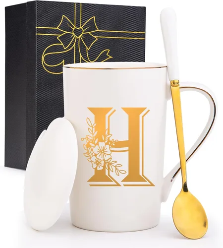 Miniatura 14 de Tazas personalizadas con iniciales en letra A con flores, taza de café personalizada con letra A, tazas personalizadas con letras geniales