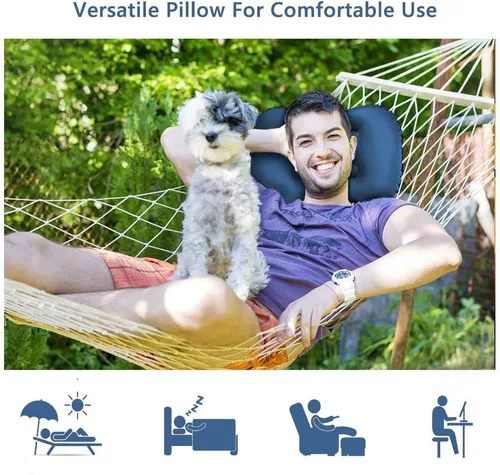 Miniatura 7 de Almohadas inflables ultraligeras para campamento: compresibles, compactas, inflables, cómodas, ergonómicas para soporte de cuello y lumbar mientras