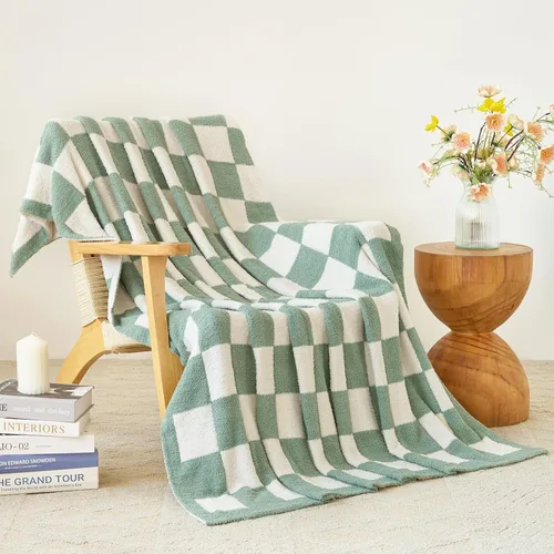 Miniatura 14 de Manta a Cuadros, Mantas Suaves y Acogedoras para Sofá Cama, Manta de Picnic de Viaje a Cuadros Esponjosa Ligera y Cómoda, Regalos para Sofá Silla
