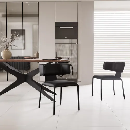 Miniatura 5 de YOUNIKE Silla de comedor tapizada individual de piel sintética de alta calidad con respaldo, moderna y acolchada, cómoda silla auxiliar para sala