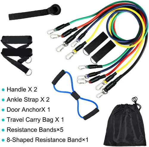 Miniatura 7 de OTAN Juego de 12 bandas de resistencia empaquetadas con anclaje de puerta, asas, bolsa de transporte impermeable, correas de tobillo
