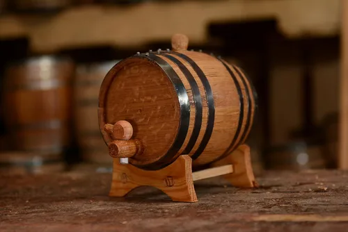 Miniatura 4 de Personalizado – Barril de envejecimiento de bourbon de roble blanco americano – roble envejecido (1 litro, aros negros)
