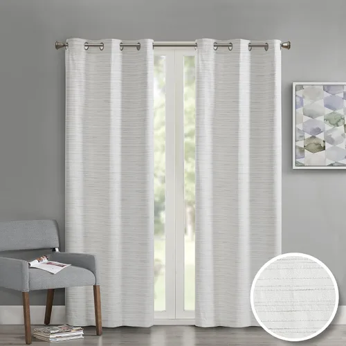 Miniatura 14 de Comfort Spaces - Juego de 2 paneles de cortina de tela de ramio para ventana Gris