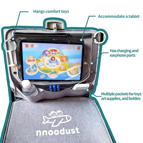 Miniatura 11 de Cama de avión para niños pequeños con cubierta de bandeja que se puede convertir en bolsa, extensor de asiento de avión para niños, cama de avión