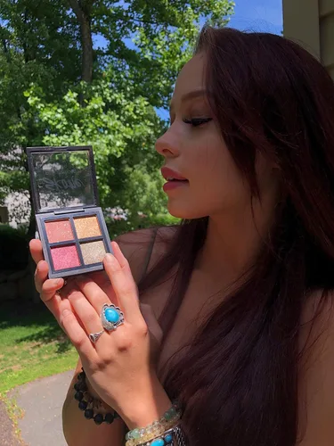 Miniatura 7 de Skone Sombra de ojos de champán rosa cuádruple, maquillaje de ojos ahumados, tonos brillantes de champán, forma de polvo, dirigido a mujeres, 0.71