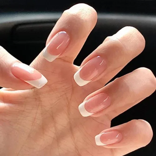 Miniatura 7 de 24 uñas acrílicas a presión, uñas postizas largas con forma de ataúd brillante, color rosa degradado, con diamantes de imitación y purpurina