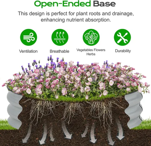Miniatura 7 de Aoodor Cama de jardín elevada de metal de 9 pulgadas de alto y 30 pulgadas, maceta para exteriores y kit de jardín elevado para verduras, flores