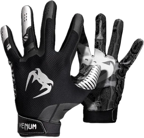 Venum Elite - Guantes de fútbol Negro/Plata