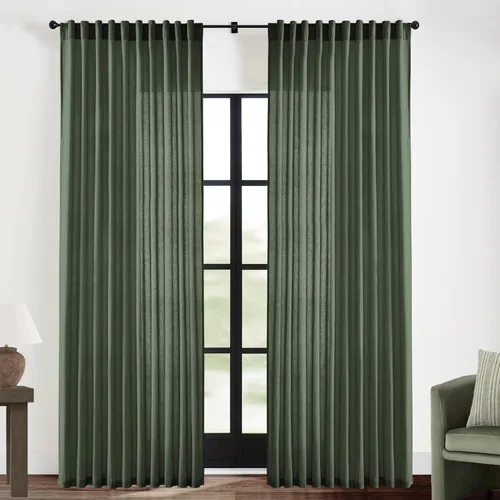 Miniatura 17 de XTMYI - Cortinas transparentes de 54 pulgadas de largo, juego de 2 paneles para baño, cortinas cortas de lino y algodón con semi privacidad