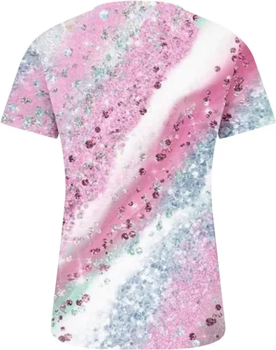Miniatura 107 de Summer Shirts for Women 2025 Plus Size Short Sleeve Henley Tops Marble Floral Loose Tshirt Tee Casual Dressy Tunics