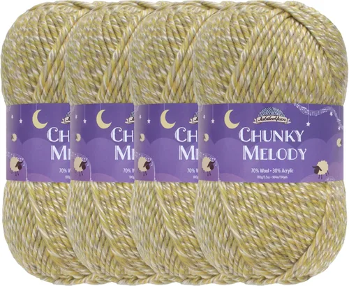 Miniatura 45 de JubileeYarn Chunky Melody - Hilo para tejer 100g/madeja, mezcla de lana gruesa, color maíz naranja - 2 madejas 15 Maíz Naranja