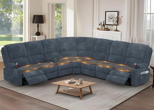 Miniatura 45 de Yolsali Sofá reclinable, sofá reclinable manual de 3 plazas con cojín de 2 niveles, sofás reclinables para sala de estar con consola removible