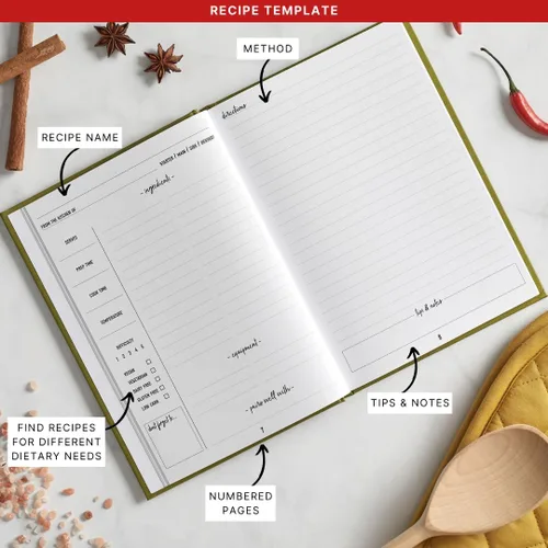 Miniatura 3 de Libro de recetas en blanco para escribir en tus propias recetas, diario de recetas personales de tapa dura, cuaderno de recetas My Family Cookbook