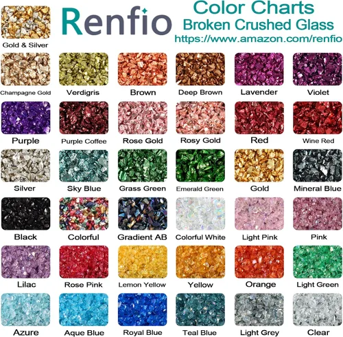 Miniatura 3 de Renfio - Fragmentos de purpurina de vidrio roto y triturado, trituración de 2-4mm, virutas metálicas irregulares pequeñas y gruesas, 100g (3.5 Oz)