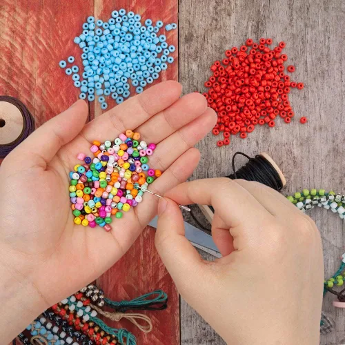 Miniatura 3 de 2200 cuentas de semillas de vidrio a granel, cuentas de poni 6/0 de 0.157 pulgadas a granel para fabricación de joyas, cuentas espaciadoras sueltas