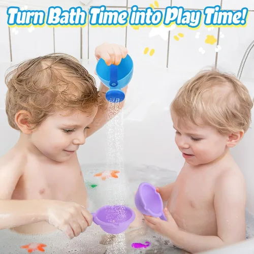 Miniatura 4 de Juguetes de baño pequeños y suaves para niños pequeños de 1 a 3 años – Juguetes de mesa de agua súper fáciles de limpiar, juguete de bañera para Azul