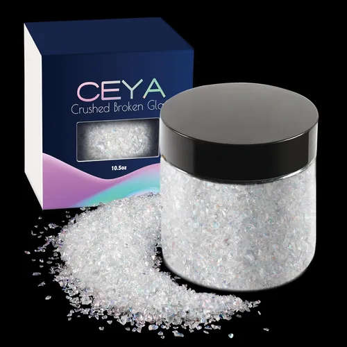 Miniatura 16 de Ceya 5.3 onzas/150g Vidrio Triturado Irregular Azul Neptuno Metálico Chips de Cristal Vidrio Roto Chips Purpurina 2-4mm Manualidades Purpurina