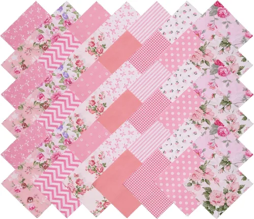 Miniatura 10 de Nodsaw Paquete de 42 dijes vintage para acolchar de 5 pulgadas, cuadrados de dijes para acolchar de 5 x 5 – 100% algodón, cuadros de tela floral