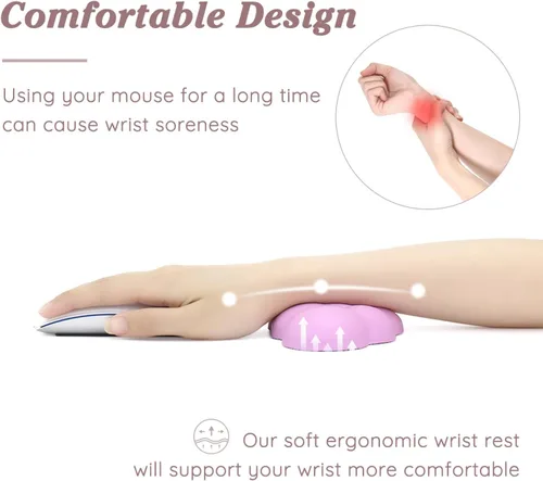 Miniatura 2 de Cloud - Cojín ergonómico para reposamuñecas de ratón de piel sintética suave con espuma viscoelástica para aliviar el dolor de muñeca, almohadilla