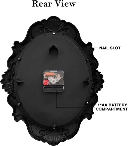 Miniatura 7 de AYRELY Reloj de pared rústico ovalado de 14 pulgadas, funciona con pilas, reloj silencioso de estilo rústico que no hace tictac, decorativo