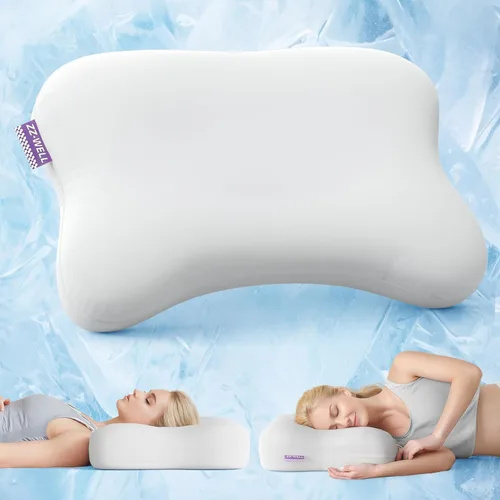 Miniatura 9 de ZZ-WELL Almohada refrescante para dormir de lado, almohada cervical patentada para dormir, almohada ergonómica curvada de espuma viscoelástica