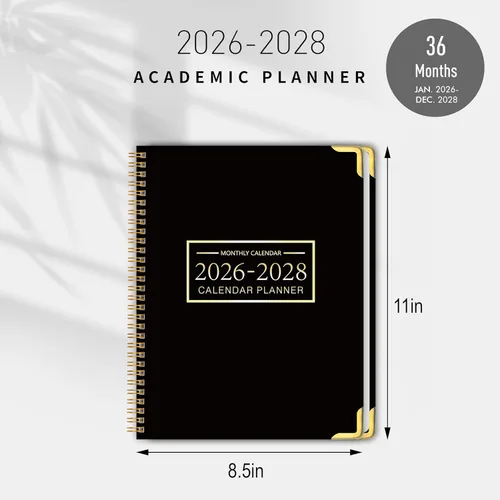 Miniatura 3 de Agenda mensual 2026-2028, calendario 2026-2028 de 36 meses, 8.5 x 11 pulgadas, enero 2026 a diciembre 2028, protectores de esquinas de metal