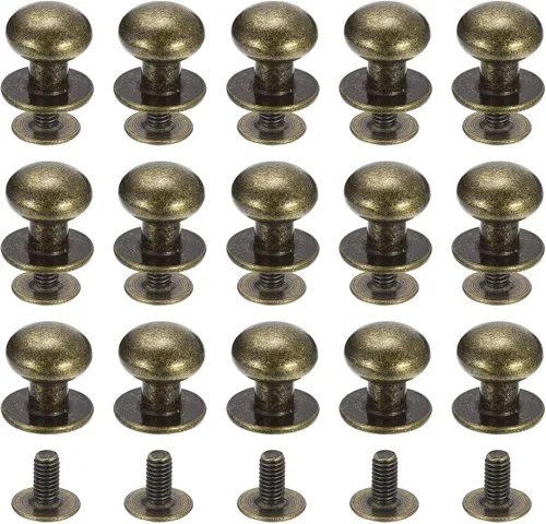 Miniatura 18 de uxcell Remaches de cabeza de bola de 0.157 pulgadas (0.157 in), tornillo trasero, paquete de 15 remaches de pezón de botón de cabeza redonda