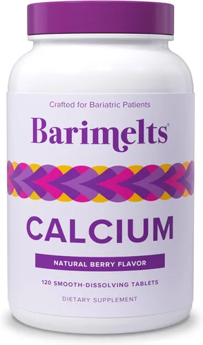 BariMelts Citrato de calcio, vitaminas bariátricas disolubles, sabor natural a baya, tabletas disolubles sin organismos genéticamente modificados,