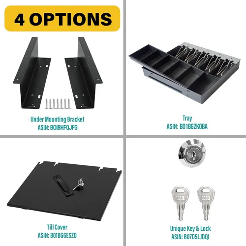 Miniatura 7 de HK SYSTEMS Cajón de efectivo negro resistente frontal de 16 pulgadas "acero inoxidable" con 5Bill/5Coin