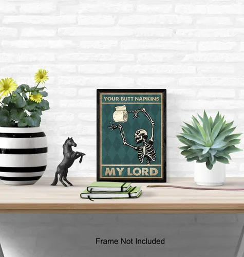 Miniatura 5 de Your Butt Napkins My Lord - Divertida decoración de pared de baño - Decoración de esqueleto - Arte gótico para pared de baño - Decoración de baño